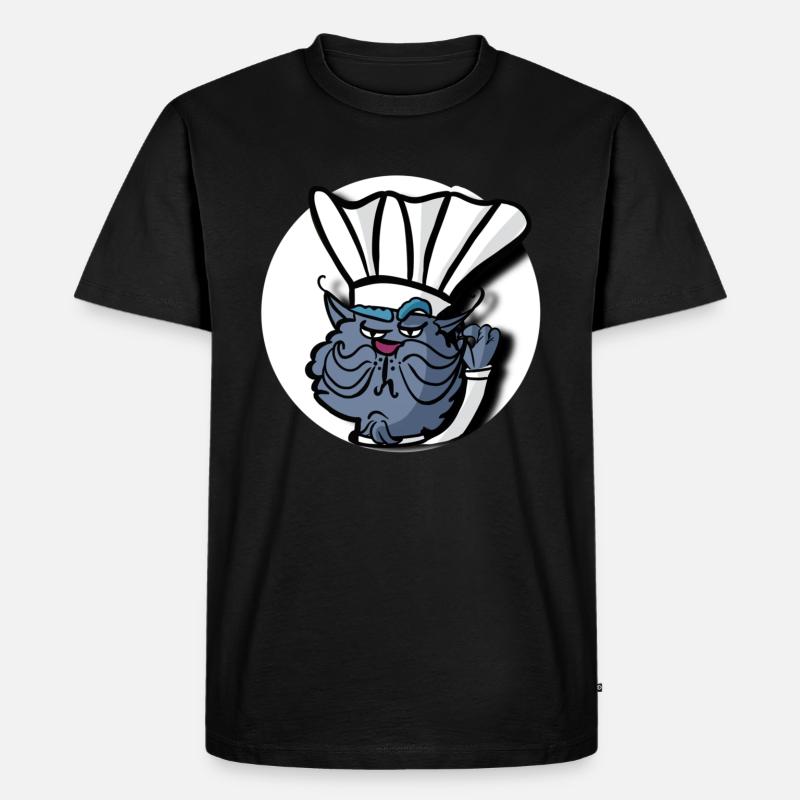 Blauer Katzenkoch - Männer Premium Bio T-Shirt - Schwarz