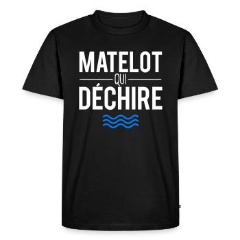 Matelot qui déchire capitaine bateau humour - T-shirt Premium bio Homme - noir - Devant - Nico (187cm)