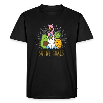 Squad Goals / Avocado Flamingo unicorn pineapple - Men's Premium Organic T-Shirt - black - Front - Nico (187cm)