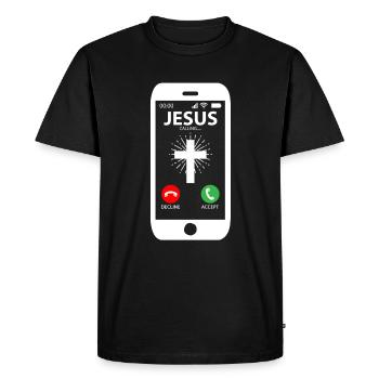 Jésus appelle la foi - T-shirt Premium bio Homme - noir - Devant - Nico (187cm)