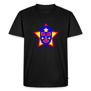 Masque de lutte méditation amour lumière paix - T-shirt Premium bio Homme - noir - Devant - Nico (187cm)