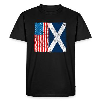 Ecosse, drapeau américain, Highlander, Tartan, Kilt - T-shirt Premium bio Homme - noir - Devant - Nico (187cm)