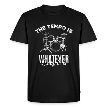 Batterie Tempo - Drummer musicien cadeau - T-shirt Premium bio Homme - noir - Devant - Nico (187cm)