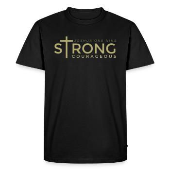 Fort, courageux, chrétien - T-shirt Premium bio Homme - noir - Devant - Nico (187cm)