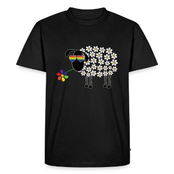 LGBT Schaf mit Blume - Gay Pride Rainbow LGBTQ - Men's Premium Organic T-Shirt - black - Front - Nico (187cm)