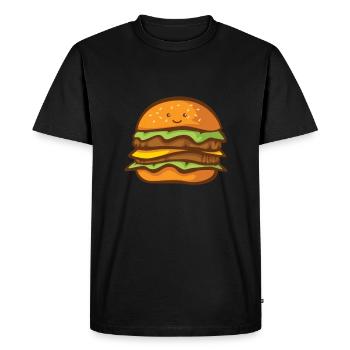 Kawaii Essen Burger Cheeseburger Fast Food - T-shirt Premium bio Homme - noir - Devant - Nico (187cm)
