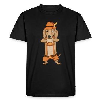 Dachshund Costume Dog Lederhosen Bavarian Gift - Men's Premium Organic T-Shirt - black - Front - Nico (187cm)