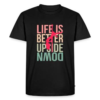 PoleDance - La vie est meilleure à l'envers - T-shirt Premium bio Homme - noir - Devant - Nico (187cm)