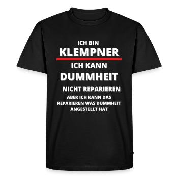 Lustiger Klempner Spruch Installateur - Männer Premium Bio T-Shirt - Schwarz - Vorne - Nico (187cm)