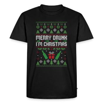 Joyeux ivre je suis Noël laid Noël à boire - T-shirt Premium bio Homme - noir - Devant - Nico (187cm)