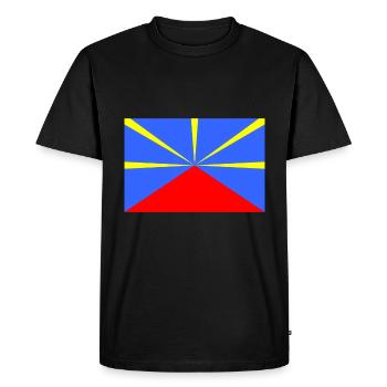 drapeau de l'île de la Réunion mahaveli 974 - T-shirt Premium bio Homme - noir - Devant - Nico (187cm)