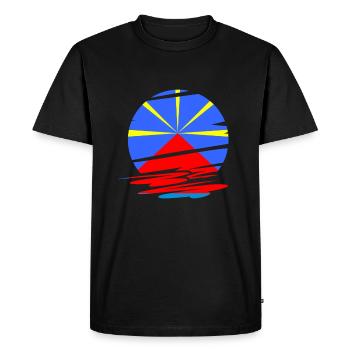île de la réunion soleil volcan mahaveli t-shirt - T-shirt Premium bio Homme - noir - Devant - Nico (187cm)