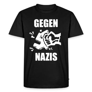 Gegen Nazis - Klassiker - Männer Premium Bio T-Shirt - Schwarz - Vorne - Nico (187cm)