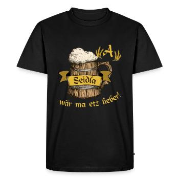 A Seidla wär ma etz prefer summer beer enjoyment - Men's Premium Organic T-Shirt - black - Front - Nico (187cm)