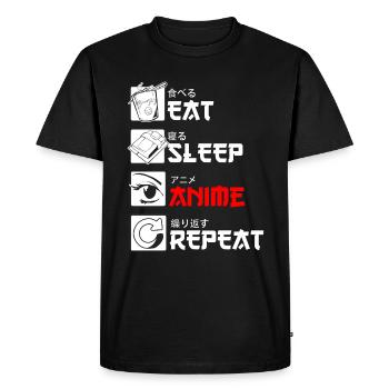 Anime Eat Sleep Anime Repeat Kanji Japon - T-shirt Premium bio Homme - noir - Devant - Nico (187cm)