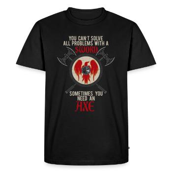 Bouclier de hache viking - T-shirt Premium bio Homme - noir - Devant - Nico (187cm)