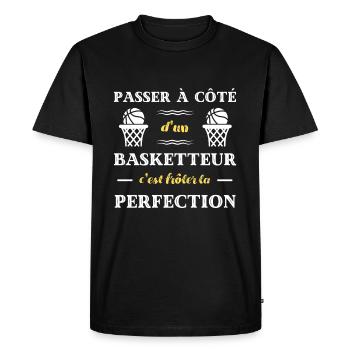perfection basketteur humour basket homme cadeau - T-shirt Premium bio Homme - noir - Devant - Nico (187cm)