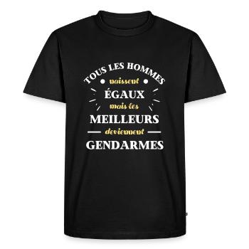 hommes égaux gendarmes humour gendarme cadeau - T-shirt Premium bio Homme - noir - Devant - Nico (187cm)