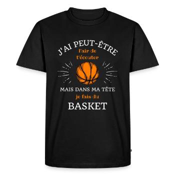 dans ma tete basket humour basketball cadeau ado - T-shirt Premium bio Homme - noir - Devant - Nico (187cm)