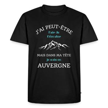 dans ma tete auvergne humour auvergnat cadeau - T-shirt Premium bio Homme - noir - Devant - Nico (187cm)