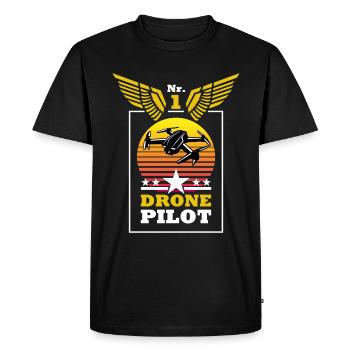 N°1 Drone Pilot Drones T-Shirt - T-shirt Premium bio Homme - noir - Devant - Nico (187cm)