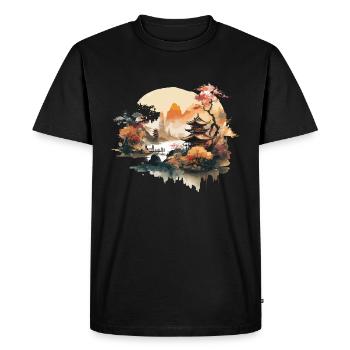 Aquarelle asiatique - T-shirt Premium bio Homme - noir - Devant - Nico (187cm)