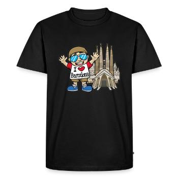 I LOVE BARCELONA Espagne La Sagrada Familia - T-shirt Premium bio Homme - noir - Devant - Nico (187cm)