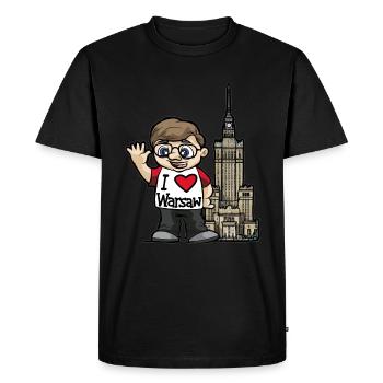 I LOVE WARSAW Varsovie Pologne Polonais Tourist Polonais - T-shirt Premium bio Homme - noir - Devant - Nico (187cm)