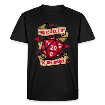 YOU’RE A CRIT HIT TO MY HEART Fantasy RPG Amour - T-shirt Premium bio Homme - noir - Devant - Nico (187cm)