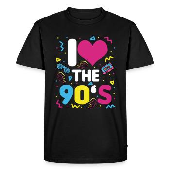 I LOVE 90 90s 1990 Retro Vintage - Men's Premium Organic T-Shirt - black - Front - Nico (187cm)