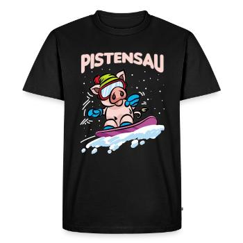 PISTESNSAU Snowboard Schweinchen Pisten Sau - T-shirt Premium bio Homme - noir - Devant - Nico (187cm)
