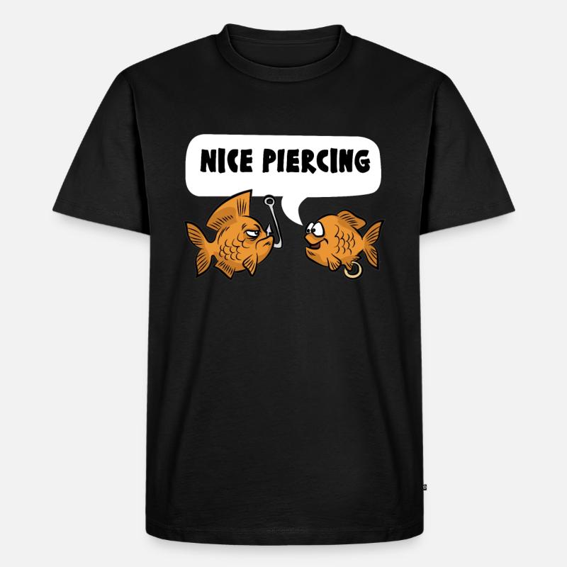 NICE PIERCING poisson pêcheur pêcheur - T-shirt Premium bio Homme - noir