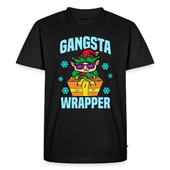 GANGSTA WRAPPER ELF - Men's Premium Organic T-Shirt - black - Front - Nico (187cm)