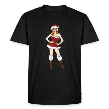 Sexy woman girl in a tight outfit Christmas - Men's Premium Organic T-Shirt - black - Front - Nico (187cm)