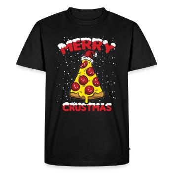 MERRY CRUSTMAS Pizza Lovers Pizzeria Salami - T-shirt Premium bio Homme - noir - Devant - Nico (187cm)