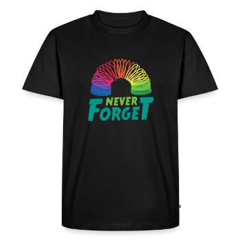 90 s Never Forget arc-en-ciel jouet humour - T-shirt Premium bio Homme - noir - Devant - Nico (187cm)