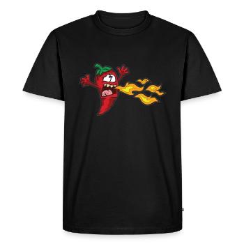 Piment fougueux Gousse de piment Nourriture forte - T-shirt Premium bio Homme - noir - Devant - Nico (187cm)
