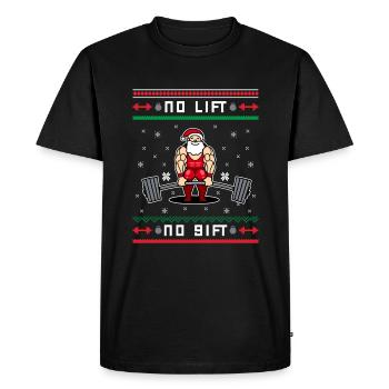 No Lift No gift Fitness Sport Haltère long Humour - T-shirt Premium bio Homme - noir - Devant - Nico (187cm)