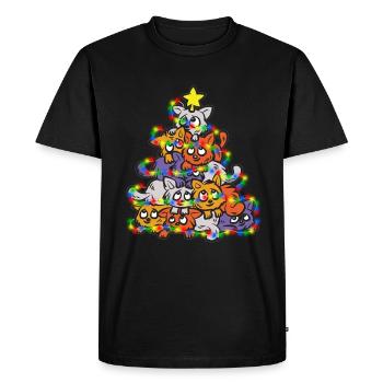 MEOWY NOËL chats Sapin de Noël Sapin de Noël - T-shirt Premium bio Homme - noir - Devant - Nico (187cm)