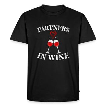 Partners in Wine red wine love humor - Men's Premium Organic T-Shirt - black - Front - Nico (187cm)