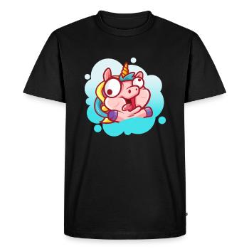 Visage de licorne fou fou enfantin drôle - T-shirt Premium bio Homme - noir - Devant - Nico (187cm)