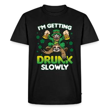 EN OBTENIR DE LA BOISSON LENTEMENT lent humour bière gobelin paresseux - T-shirt Premium bio Homme - noir - Devant - Nico (187cm)