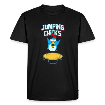 Jumping Chick Trampoline Humour - T-shirt Premium bio Homme - noir - Devant - Nico (187cm)