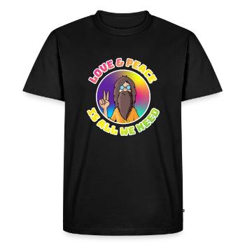 Amour et paix Hippie Humour pastel coloré - T-shirt Premium bio Homme - noir - Devant - Nico (187cm)