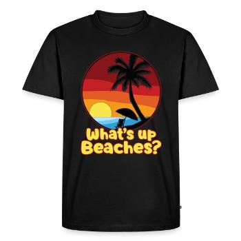 WHATS UP BEACHES - Men's Premium Organic T-Shirt - black - Front - Nico (187cm)