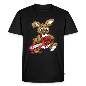 lapin maléfique avec tronçonneuse - T-shirt Premium bio Homme - noir - Devant - Nico (187cm)