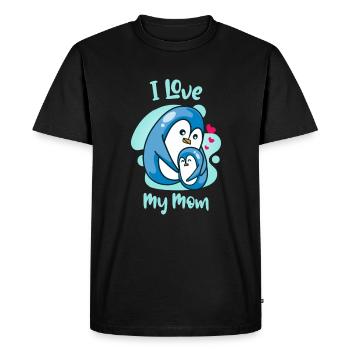 J'aime ma maman pingouin mère enfant amour - T-shirt Premium bio Homme - noir - Devant - Nico (187cm)