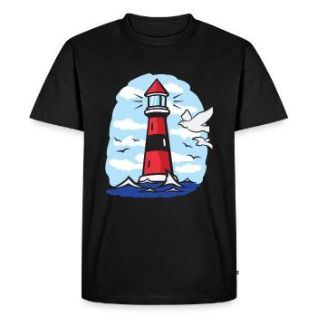 Lighthouse with seagulls - Men's Premium Organic T-Shirt - black - Front - Nico (187cm)
