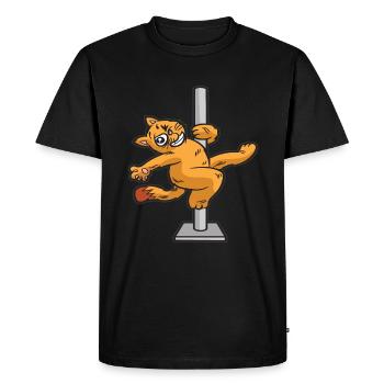 POLE DANCE chat sur le pole dance pole humour - T-shirt Premium bio Homme - noir - Devant - Nico (187cm)