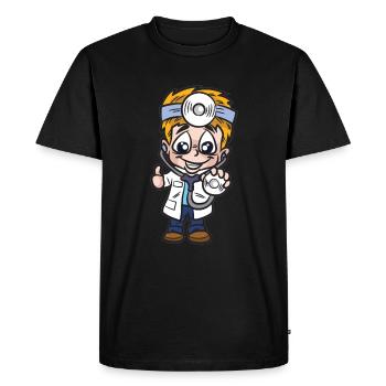 Pédiatre pédiatrique médecin avec stéthoscope humour - T-shirt Premium bio Homme - noir - Devant - Nico (187cm)